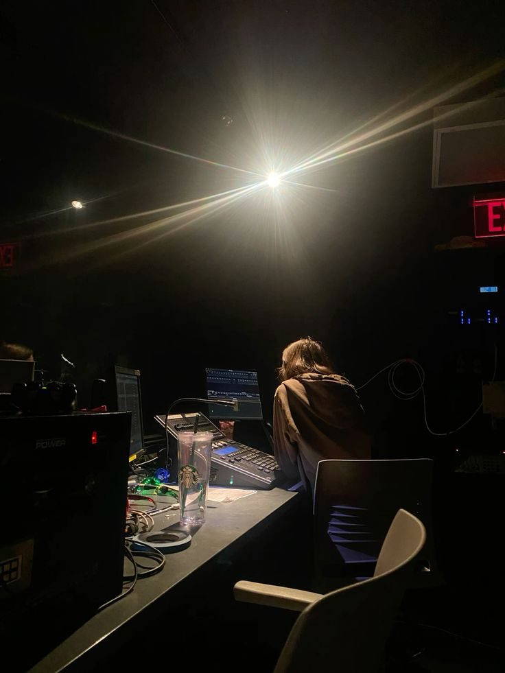 A technician at front of house during a show